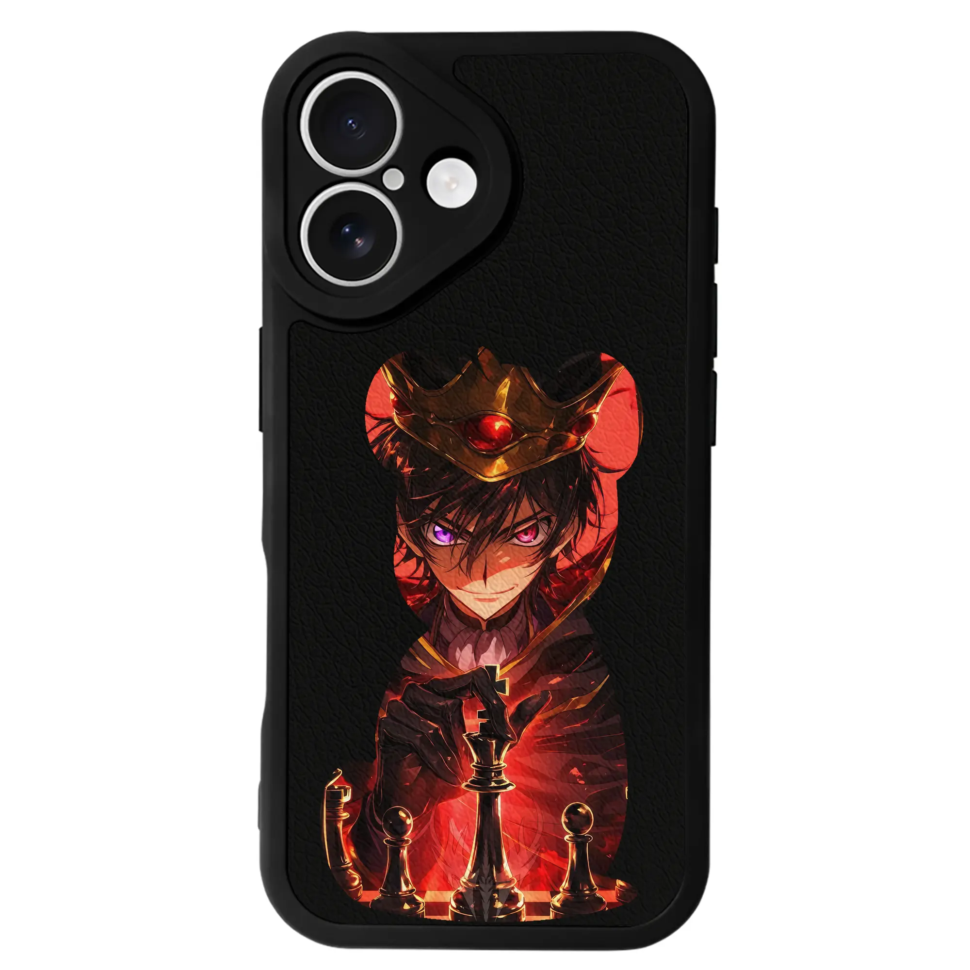 コードギアス 反逆のルルーシュ グッズ ルルーシュ・ランペルージ - IPhone 16シリーズ対応 ・ シリコンスマホケース ・ レザー調 ・ 高精度フィット ・ 耐衝撃 ・ ワイヤレス充電対応 ・ 精密カット